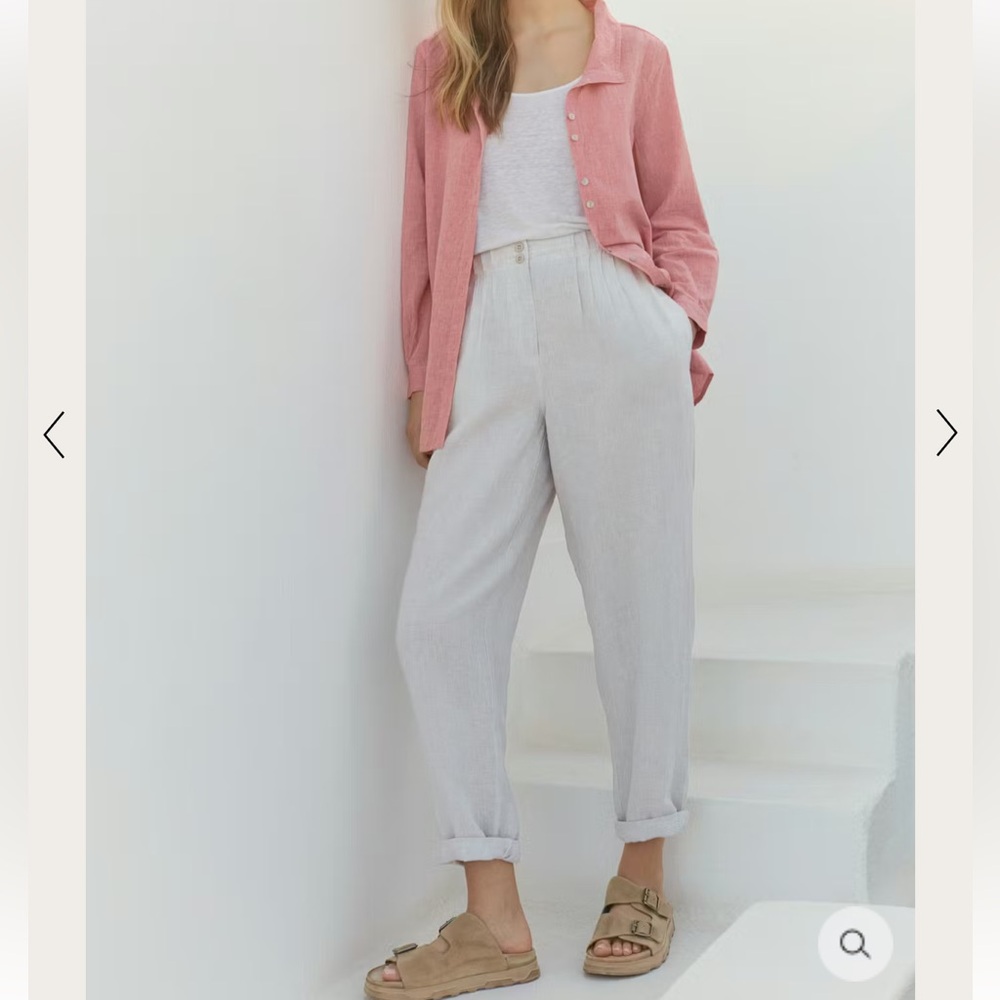 Poetry NWT TAPERED TROUSERS High-twist 100% linen Barrel Relaxed Sz 10